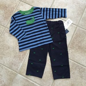 Hartstrings Boys Whale Striped Shirt and Pants